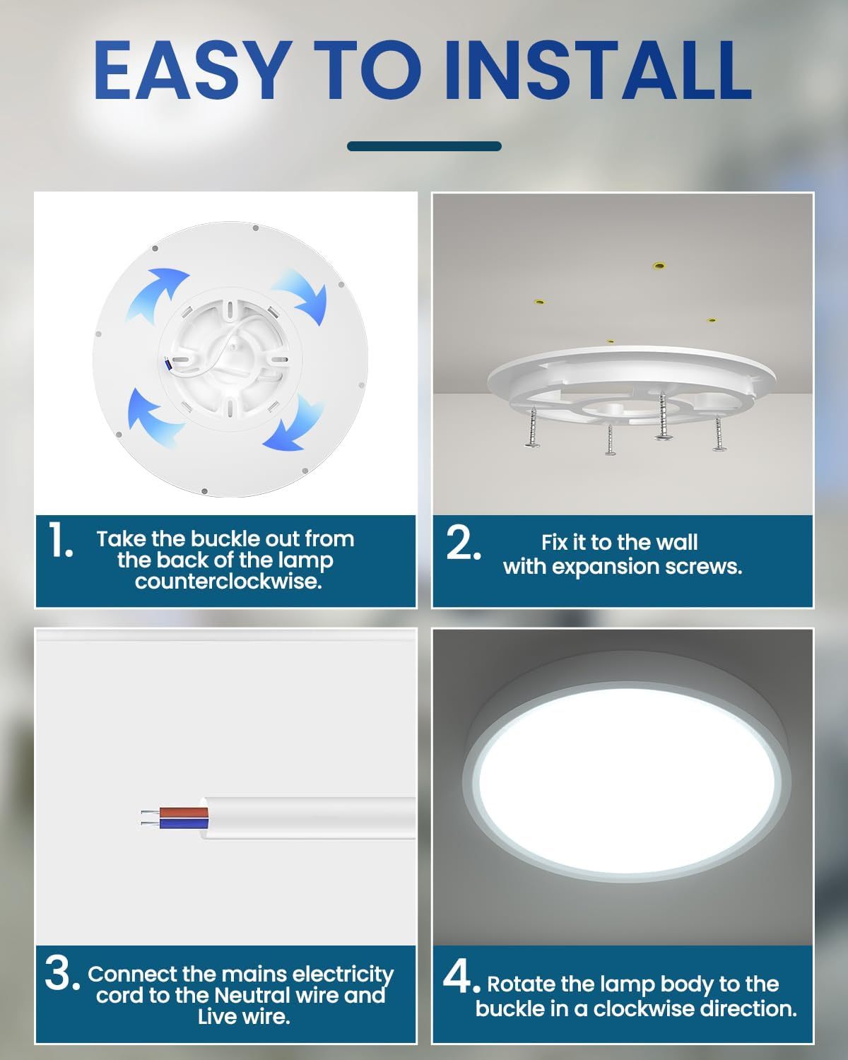 Klarlight Bathroom Lights Ceiling，18W 1750LM LED Ceiling Lights，6500K Daylight White，100W Equivalent，Waterproof Flush Mount Lamp Living Room，Bedroom，Kitchen，Office，Porch，23*23*2.5cm (2454-2-WW)