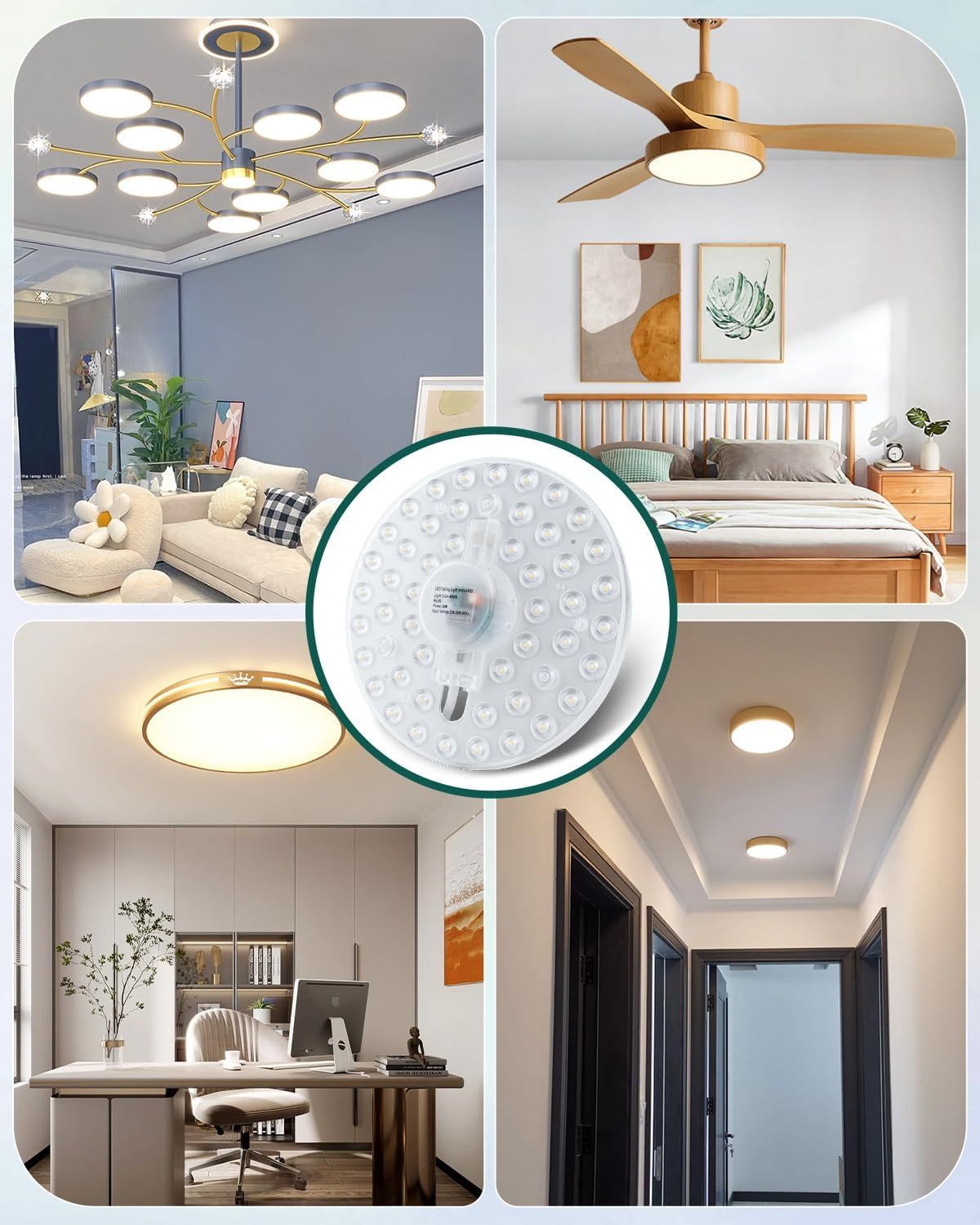 Bonlux 24W LED Modul Umbausatz für Deckenleuchten Naturweiß 4000K Umrüstsatz Mit Befestigungsmagnet Hochhelles Rundes Solides Deckenlicht Ersatzform, Ersatzbirne für Esszimmer, Schlafzimmer 220V