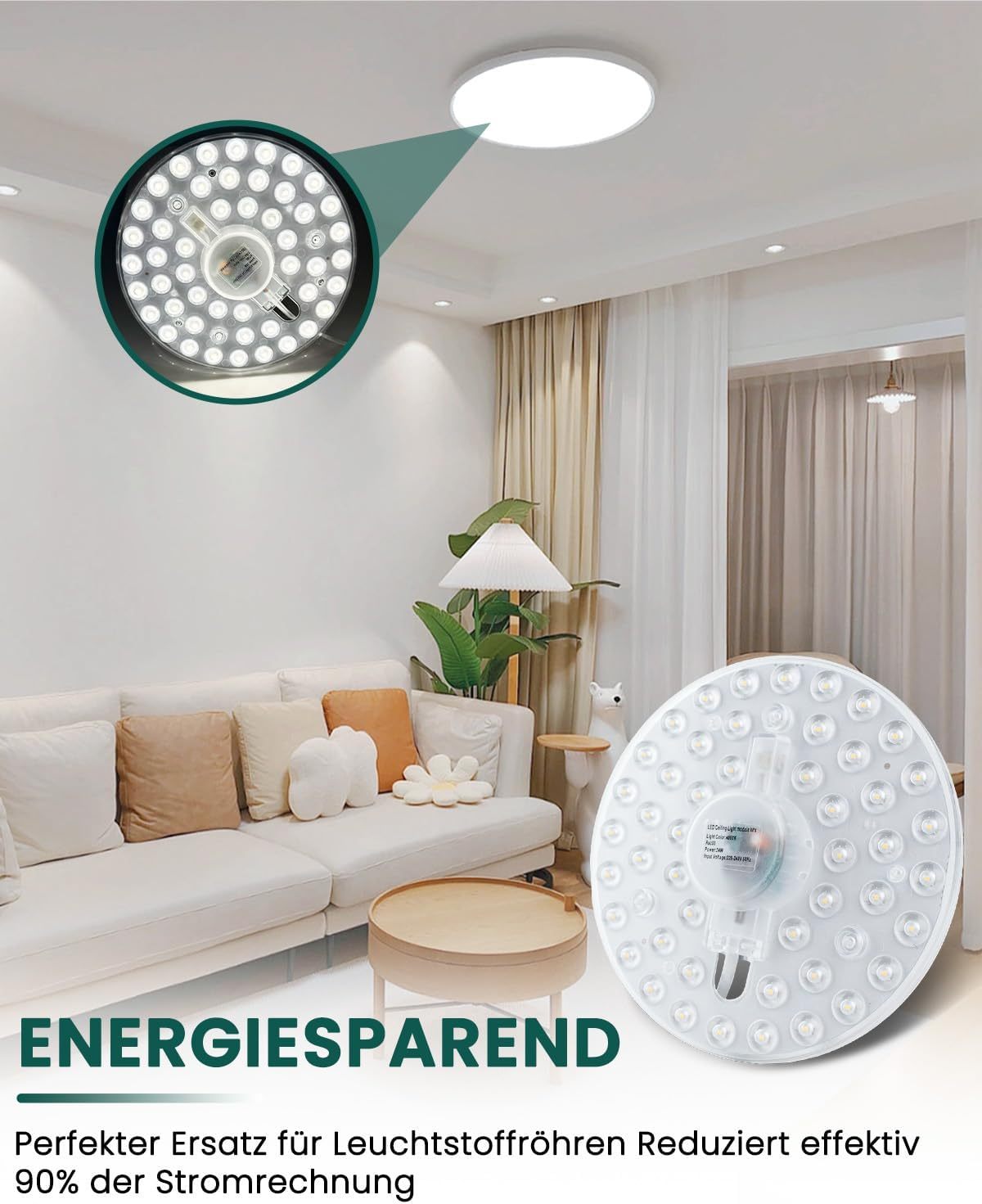 Bonlux 24W LED Modul Umbausatz für Deckenleuchten Naturweiß 4000K Umrüstsatz Mit Befestigungsmagnet Hochhelles Rundes Solides Deckenlicht Ersatzform, Ersatzbirne für Esszimmer, Schlafzimmer 220V
