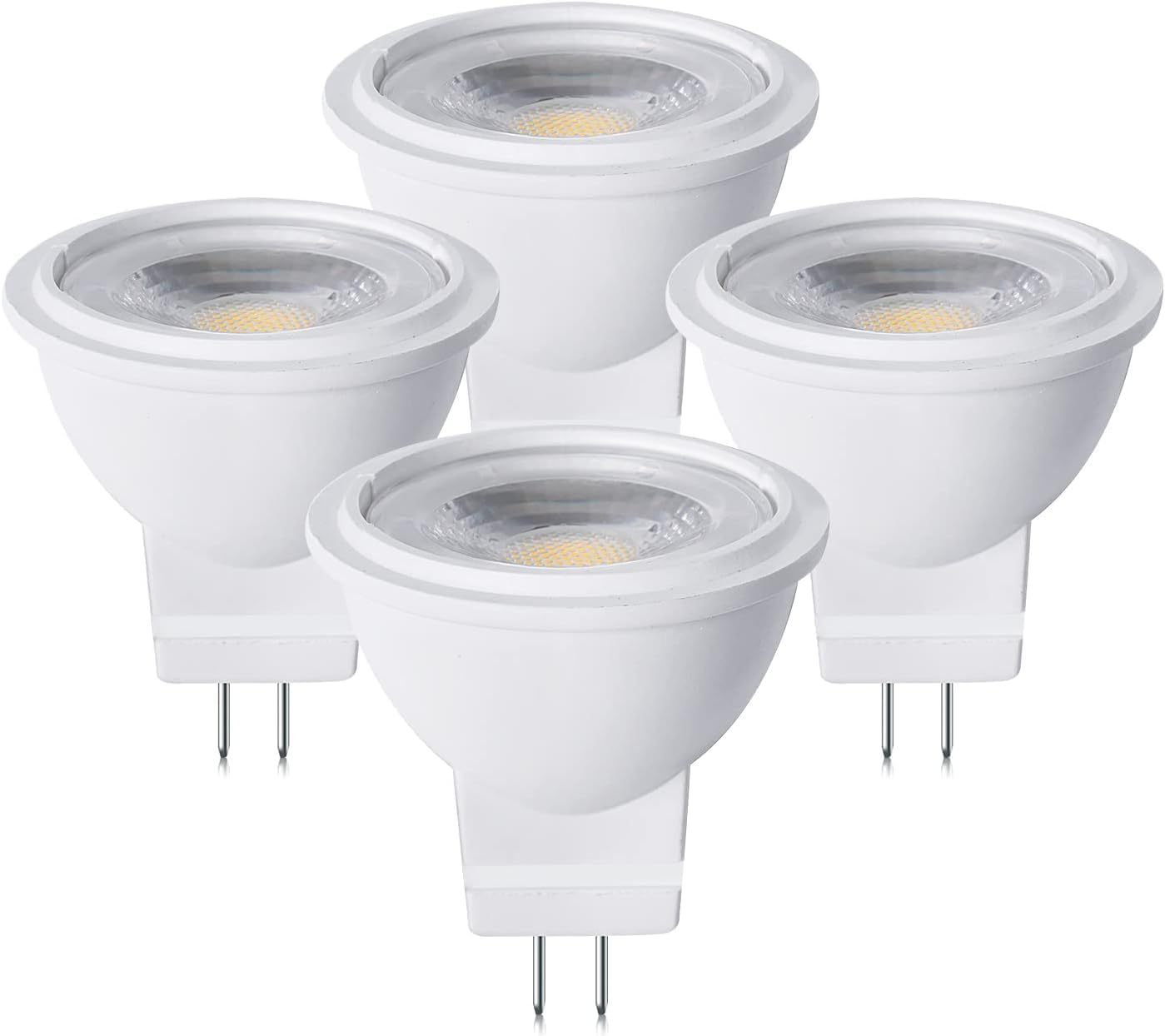 12V MR11 GU4.0 LED Light Bulb 3W G4/GU4/GZ4 Bi-Pin Base LED Spot Light Low Voltage MR11 Landscape Bulbs 25W Halogen Equivalent Warm White 3000K for Accent Recessed Lamp (4-Pack)