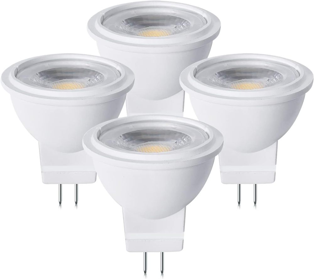 12V MR11 GU4.0 LED Light Bulb 3W G4/GU4/GZ4 Bi-Pin Base LED Spot Light Low Voltage MR11 Landscape Bulbs 25W Halogen Equivalent Warm White 3000K for Accent Recessed Lamp (4-Pack)