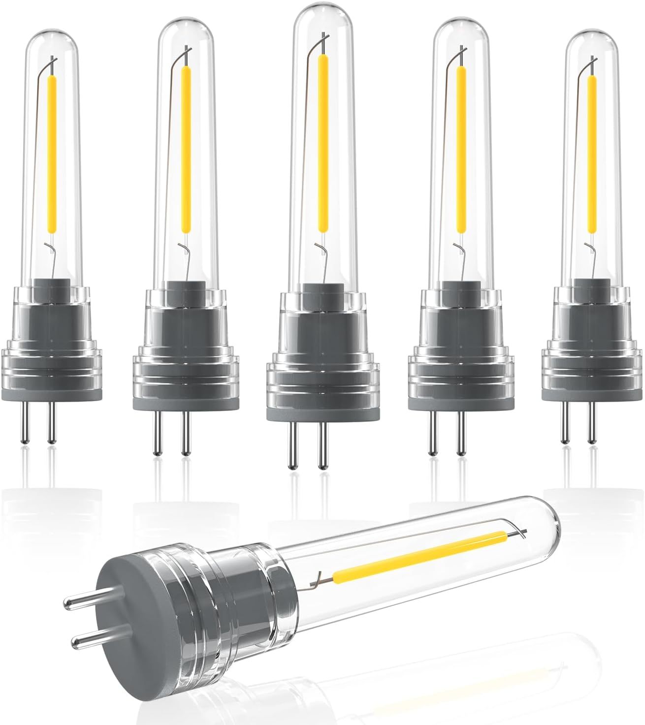 Luxvista S14 LED Bulb Outdoor Plug in, 1W Spare LED Filament Light Bulb Warm White 2700K, 2Pin-S14 Replacement Bulbs for Outside String Lights, 6-Pack