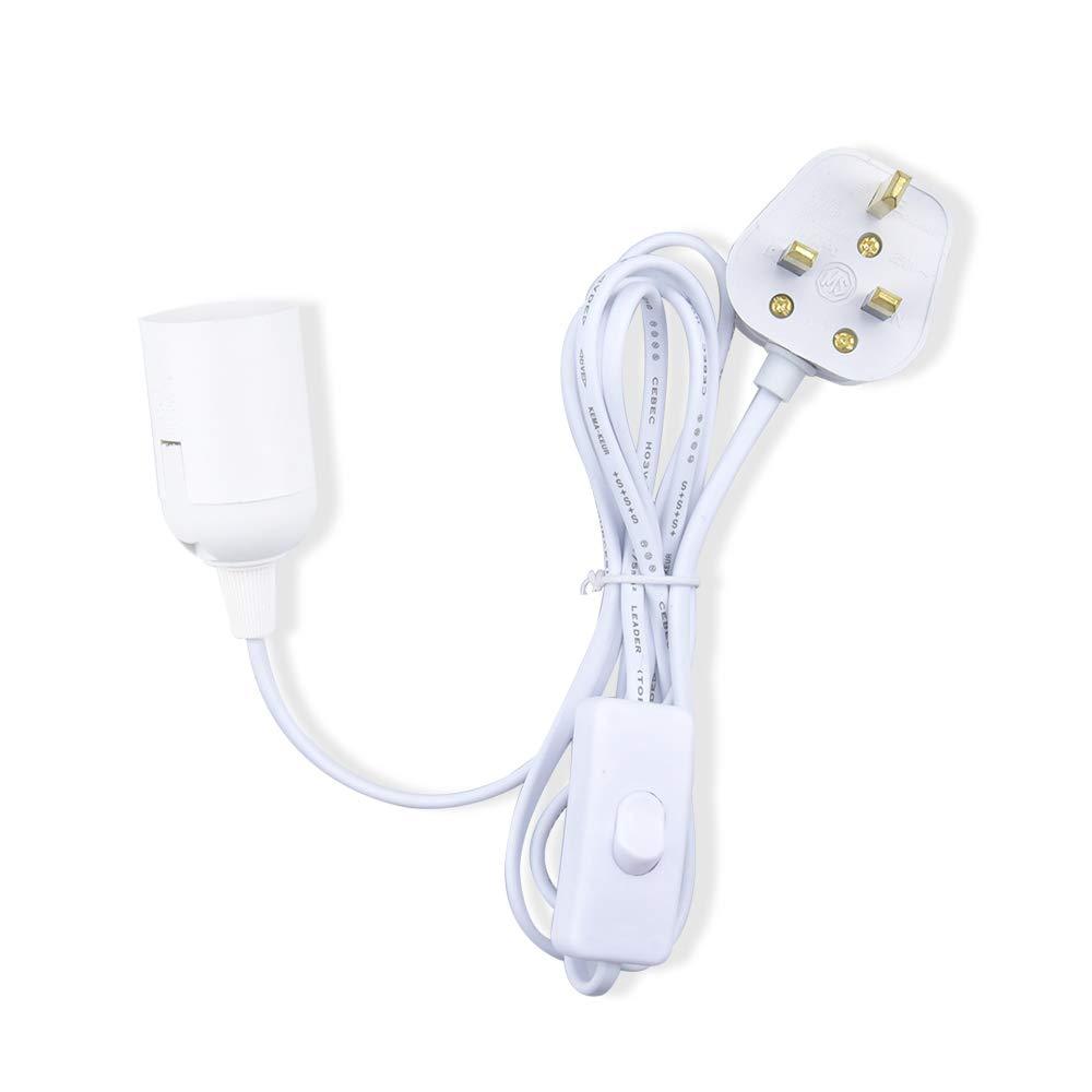 Bonlux E27 plug in Pendant Light Cord Durable Hanging Lamp White Fitting Kit, 1.8 m Gold Fabric Cable Wire with On-off Switch UK Plug, Extension Lamp Holder Lantern Light Ceiling Lighting Fitting