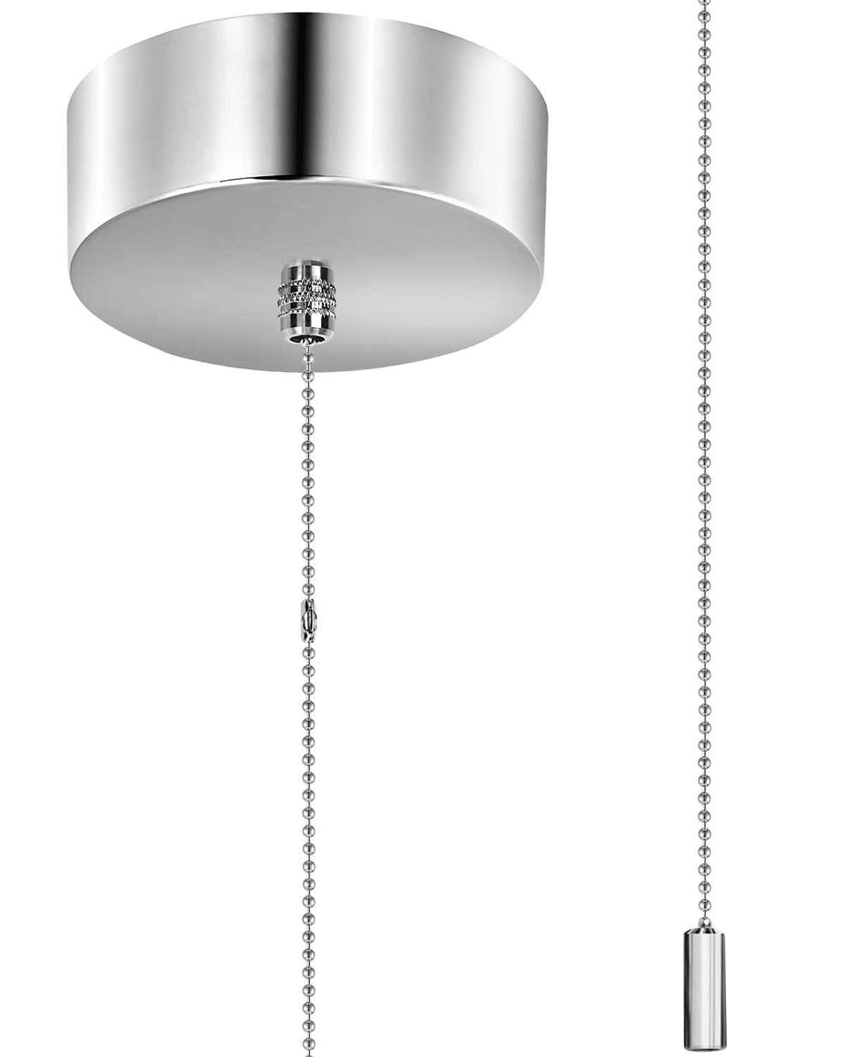 BrightArk Bathroom Light Pull Cord Switch Ceiling Mounted Chrome Chain Kit Silver Light Pull Switch Replacement Pull Cord Shower Switch for Stylish Upgrade Bathroom Accessories Chrome Round Cylinder