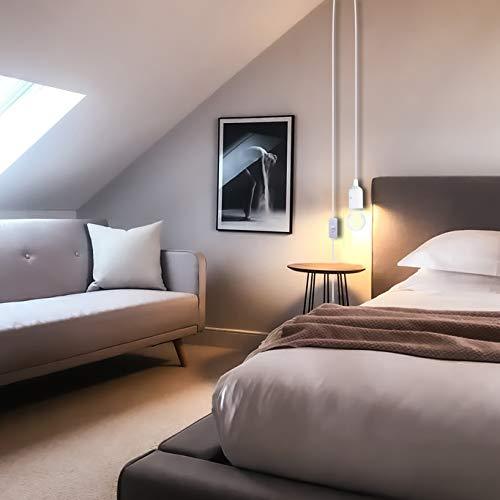 Bonlux E27 plug in Pendant Light Cord Durable Hanging Lamp White Fitting Kit, 1.8 m Gold Fabric Cable Wire with On-off Switch UK Plug, Extension Lamp Holder Lantern Light Ceiling Lighting Fitting