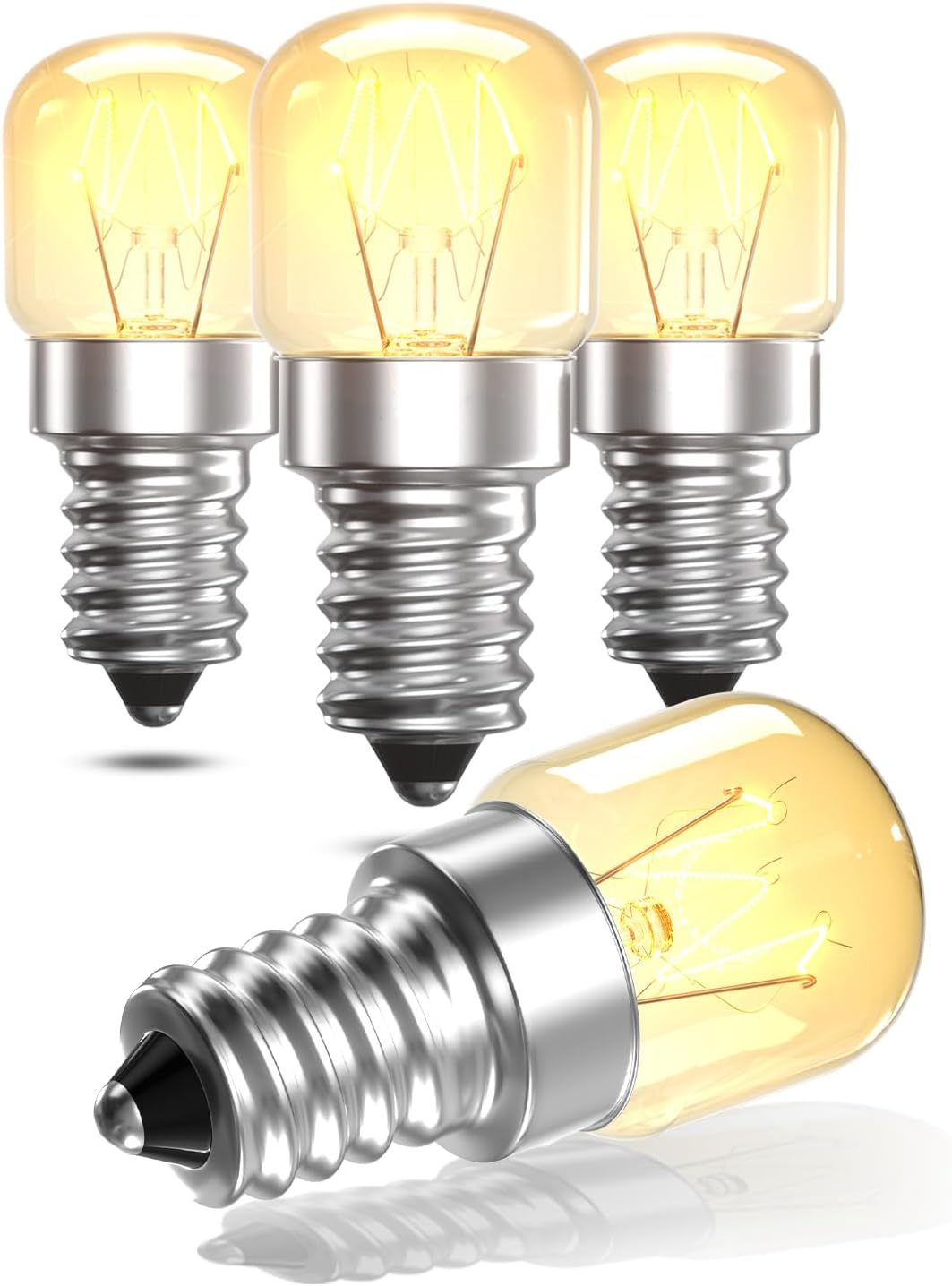 LumiGo 4 Pack E14 Oven Light Bulbs 16W, T22 E14 SES Oven Bulb 300℃ Heat Resistant Himalayan Salt Lamp Bulb Warm White 2700K 230V Dimmable for Oven, Microwave, Cooker Hood, Refrigerators, Lava Lamp