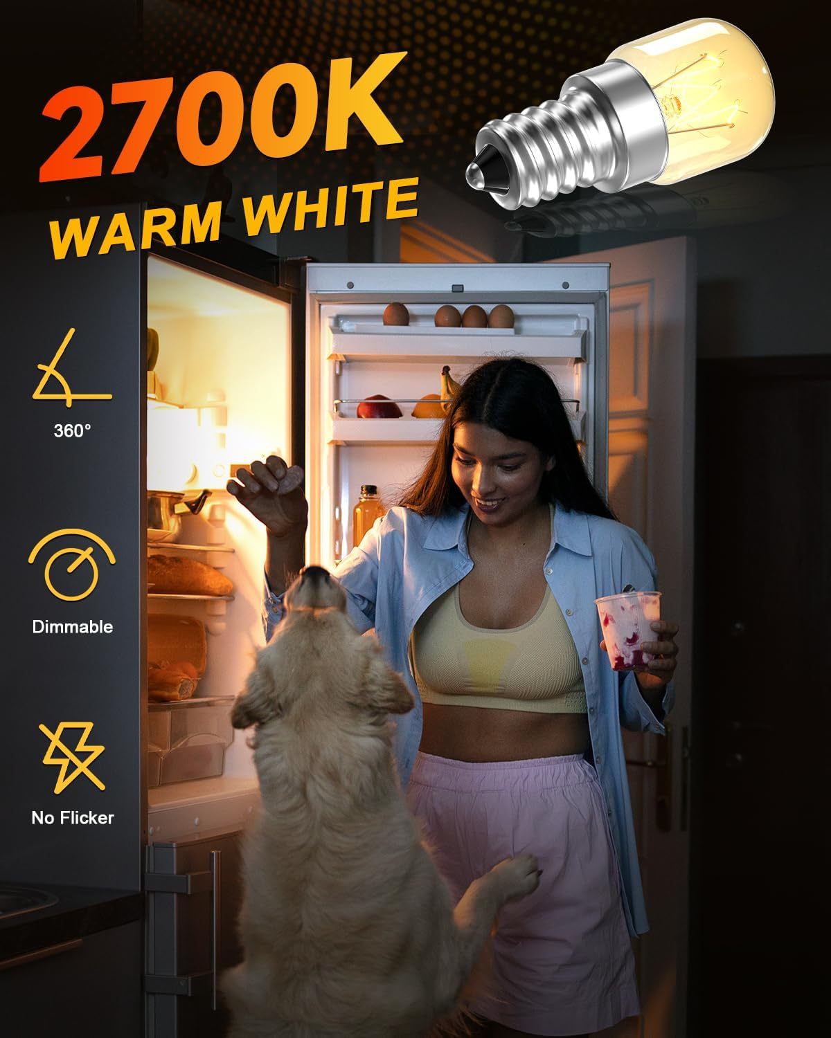 LumiGo 4 Pack E14 Oven Light Bulbs 16W, T22 E14 SES Oven Bulb 300℃ Heat Resistant Himalayan Salt Lamp Bulb Warm White 2700K 230V Dimmable for Oven, Microwave, Cooker Hood, Refrigerators, Lava Lamp