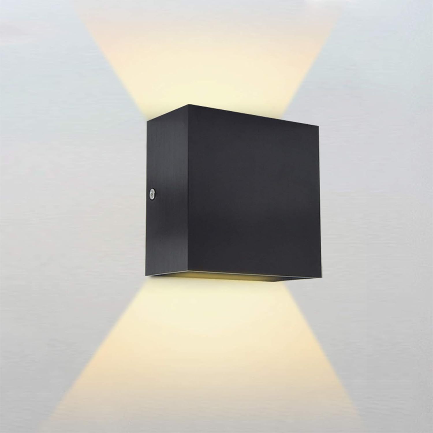 Bonlux LED Exterior Aluminum Outdoor Wall Lamp, 10W Waterproof LED Square Up and Down Lights Black Wall Sconce Lighting 85-265V for Balcony Porch Backyard Light