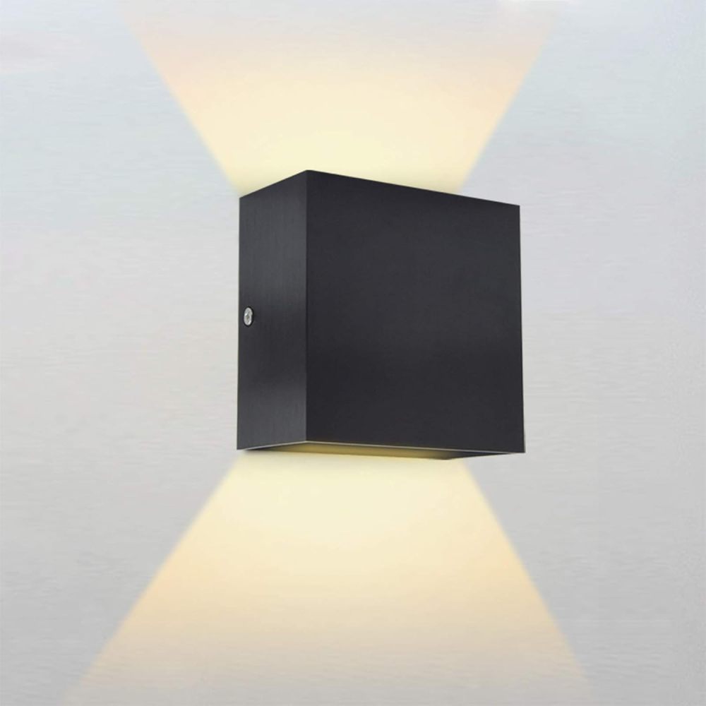 Bonlux LED Exterior Aluminum Outdoor Wall Lamp, 10W Waterproof LED Square Up and Down Lights Black Wall Sconce Lighting 85-265V for Balcony Porch Backyard Light