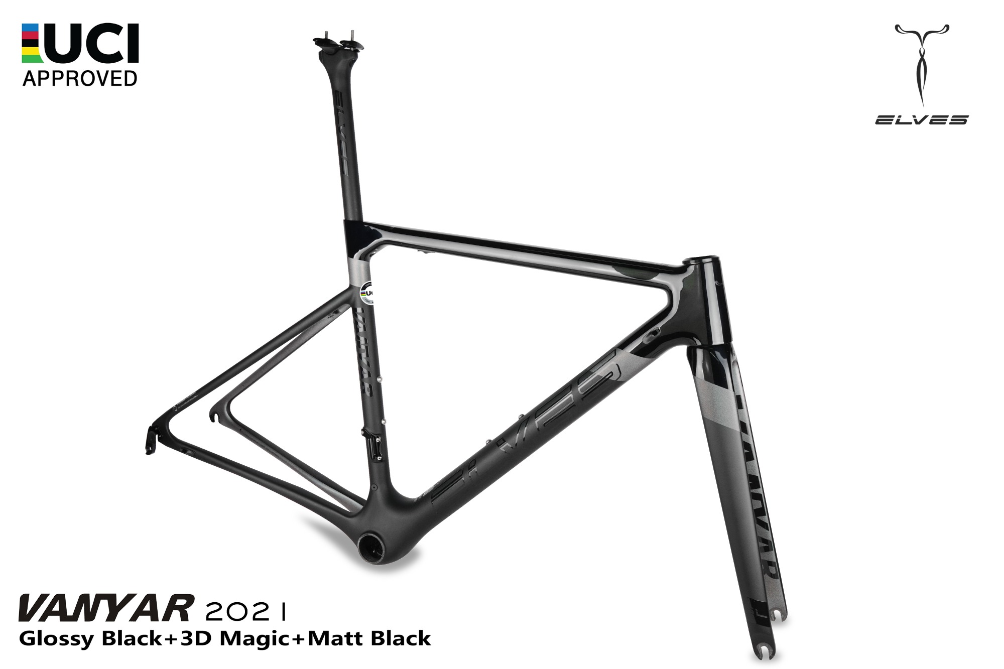 エルヴス ヴァンヤール リムブレーキフルカーボンフレームセット UCI（ヒルクライム、オールラウンド向き） ELVES Vanyar Carbon  SuperLight Road Framesets