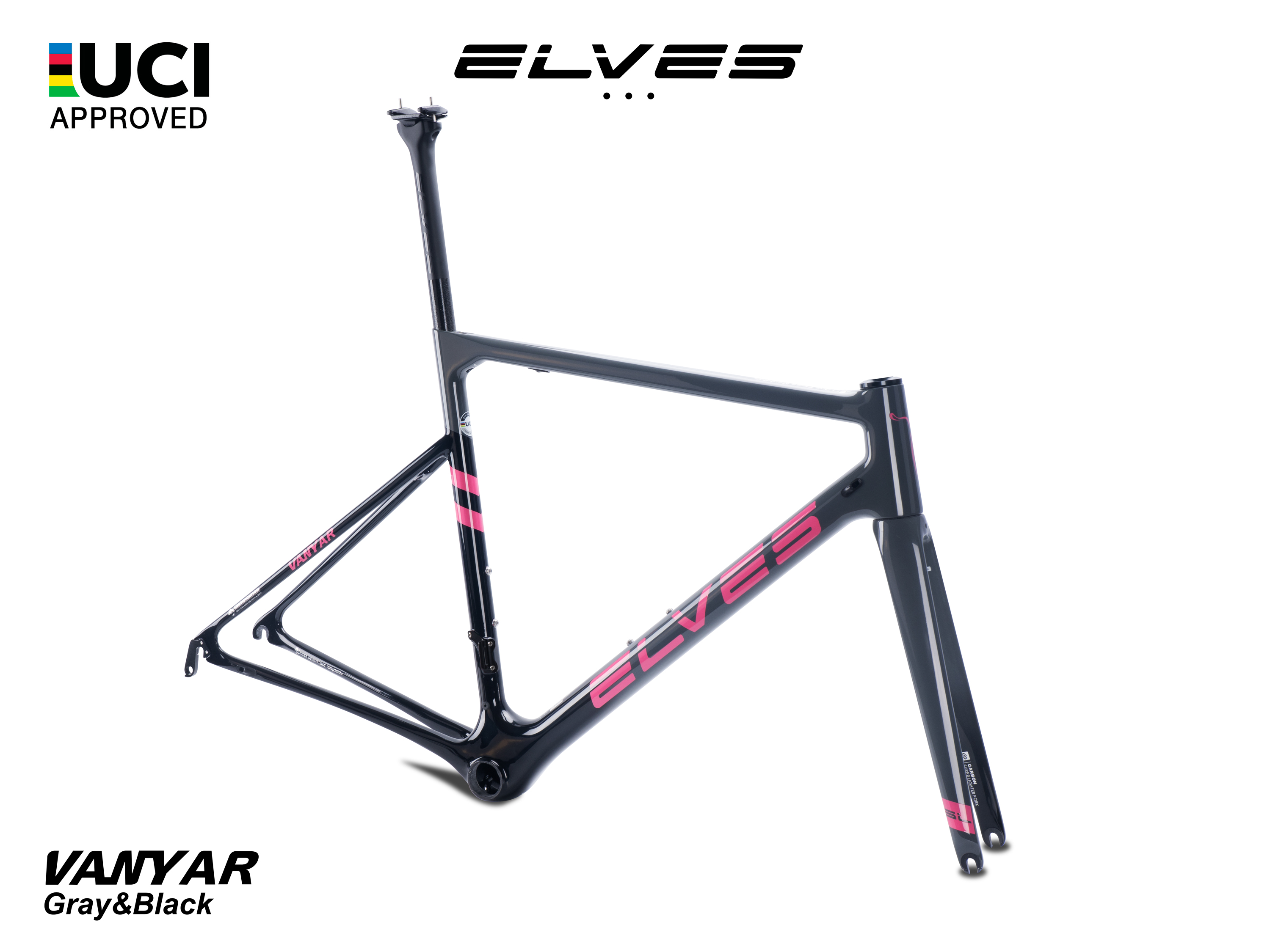 エルヴス ヴァンヤール リムブレーキフルカーボンフレームセット UCI（ヒルクライム、オールラウンド向き） ELVES Vanyar Carbon  SuperLight Road Framesets