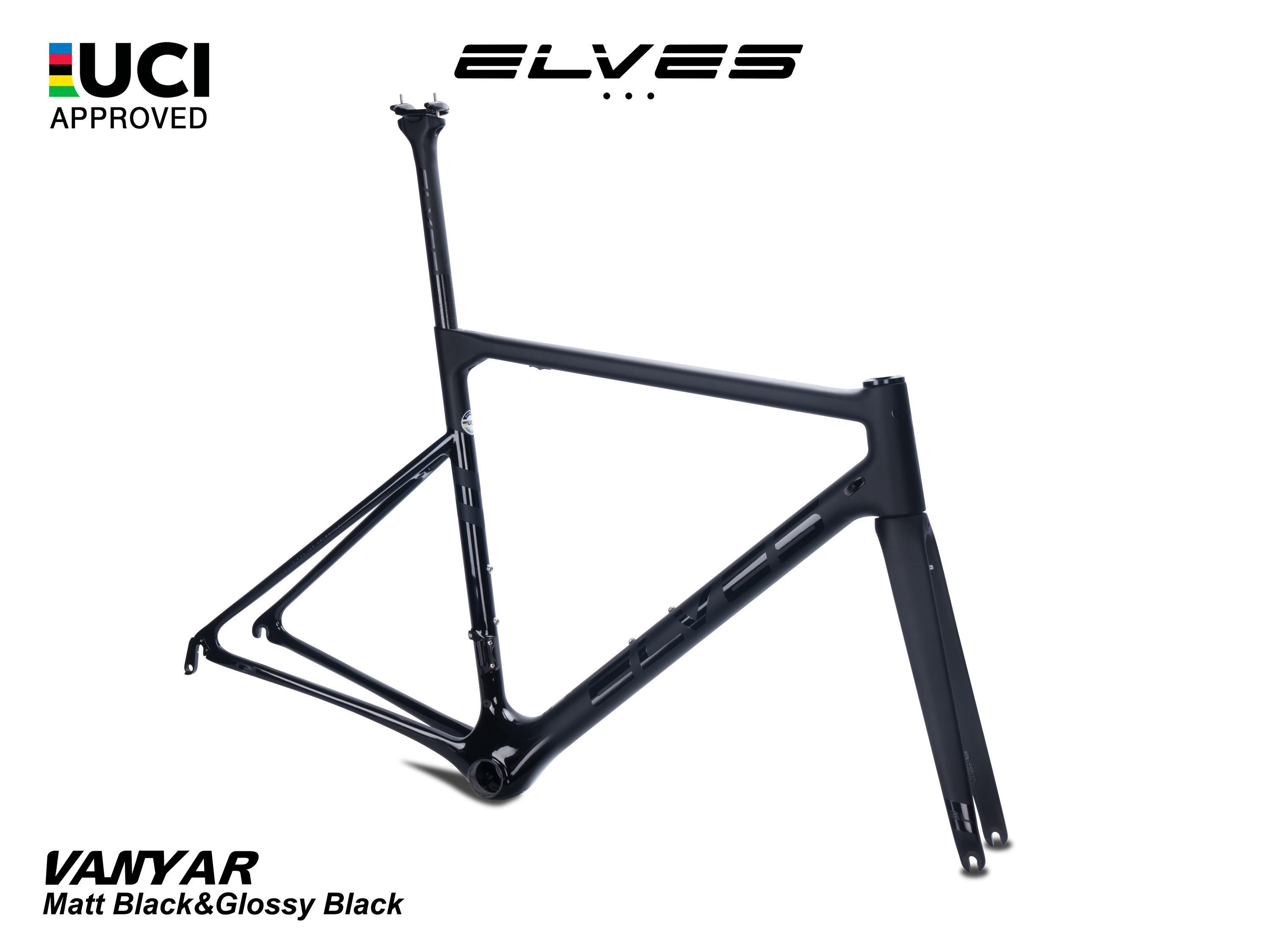 エルヴス ヴァンヤール リムブレーキフルカーボンフレームセット UCI（ヒルクライム、オールラウンド向き） ELVES Vanyar Carbon  SuperLight Road Framesets