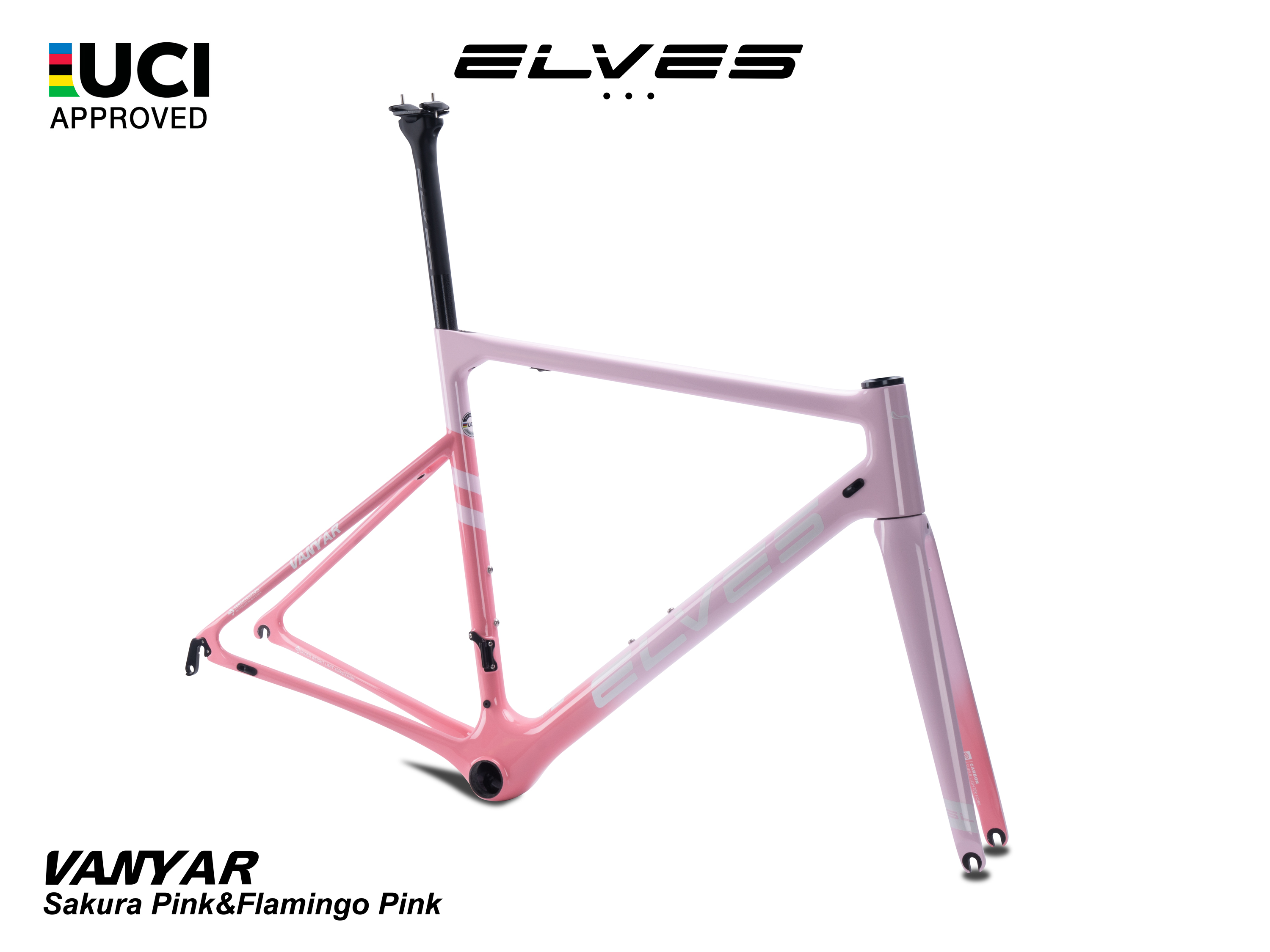 エルヴス ヴァンヤール リムブレーキフルカーボンフレームセット UCI（ヒルクライム、オールラウンド向き） ELVES Vanyar Carbon  SuperLight Road Framesets