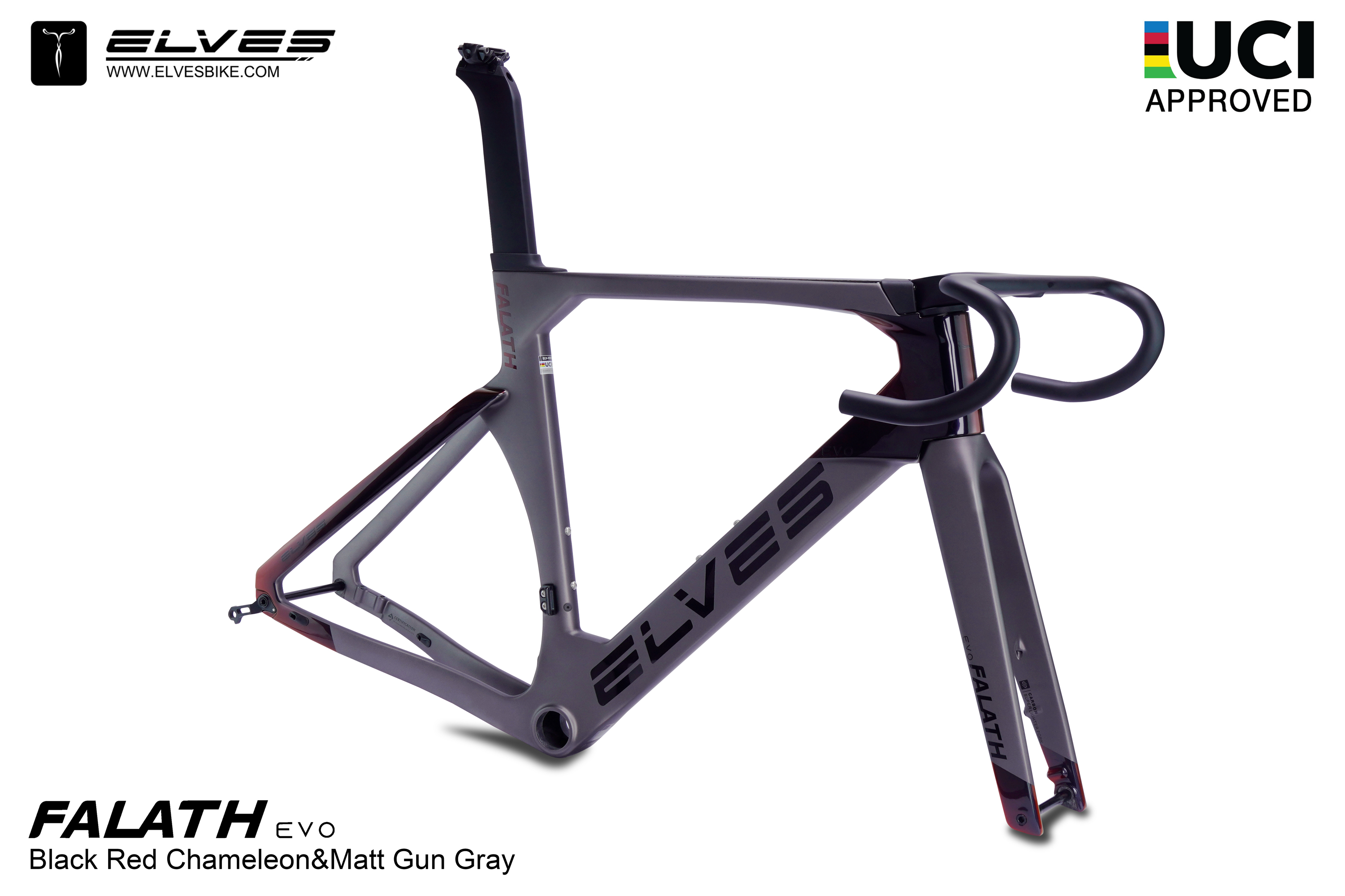 エルヴス ファラス エヴォプラス ディスクブレーキフルカーボンフレームセット UCI（TT,平坦向き）　ELVES Falath EVO Carbon  Road Aero Disc Framesets UCI Approved