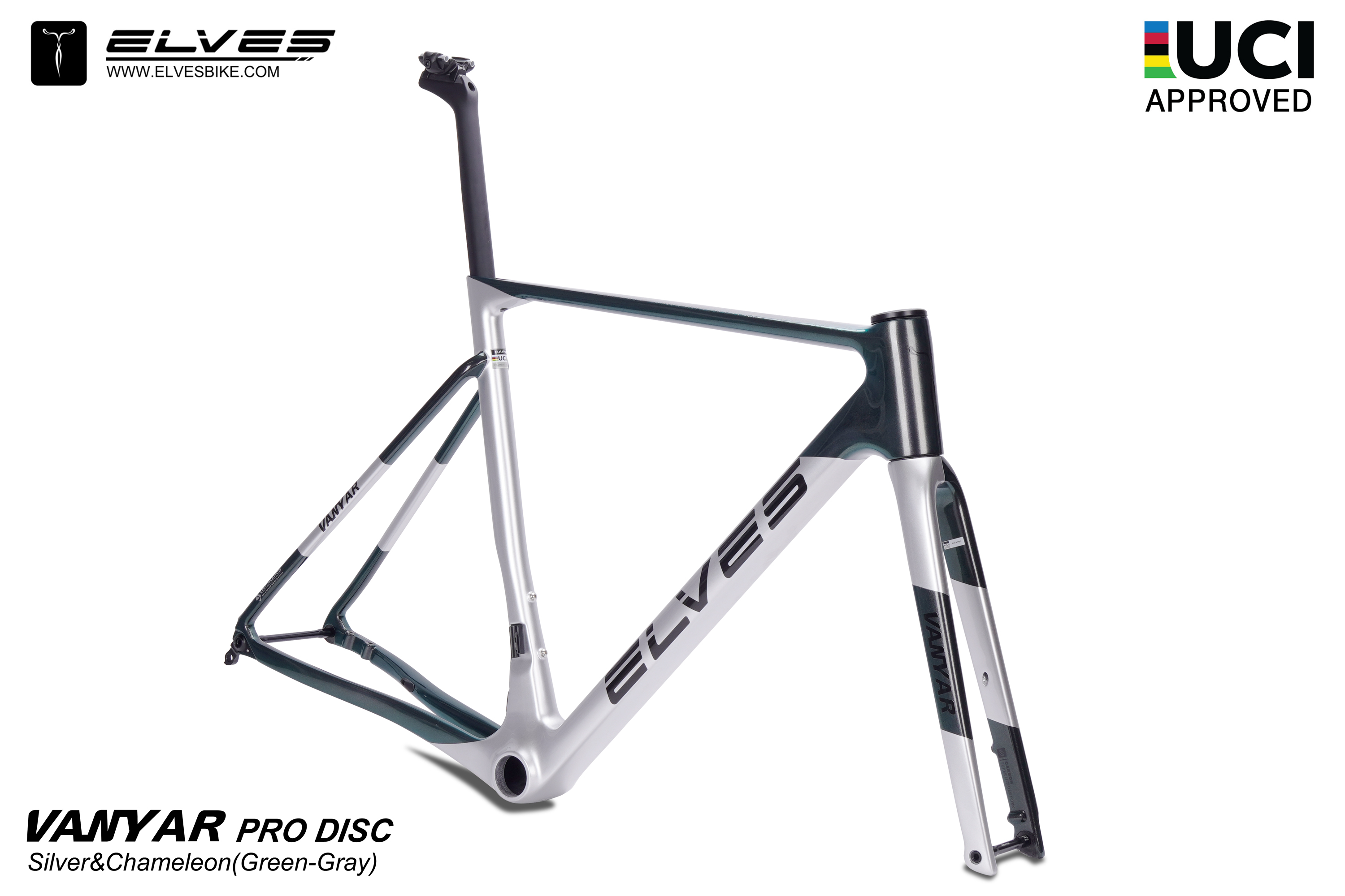 UCI Approved, ELVES Vanyar Pro Disc Road Framesets, Superlight Full Carbon  Disc Road Frame