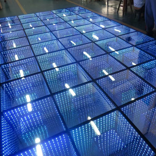 LED square 3D toughened glass DMX infinite dance floor(50*50cm)