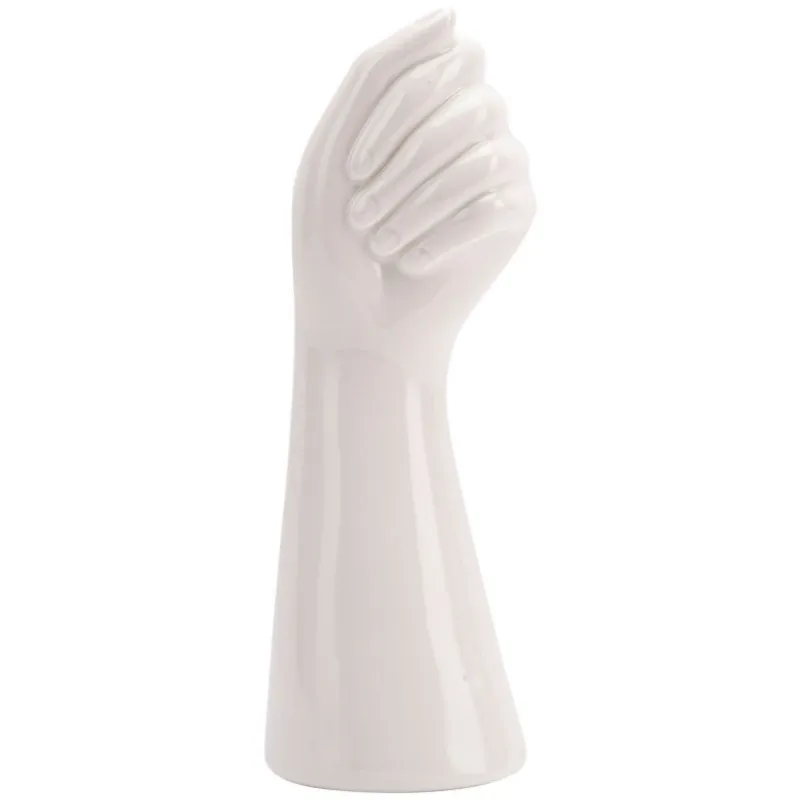Hand Shape White Ceramic Flower Vase for Modern Home Decor,Pampas Grass Vase Minimalist Boho Style for Living Room Table Office Centerpieces Farmhouse Bedroom Living Room Decoration(Small 9 Inch Tall)