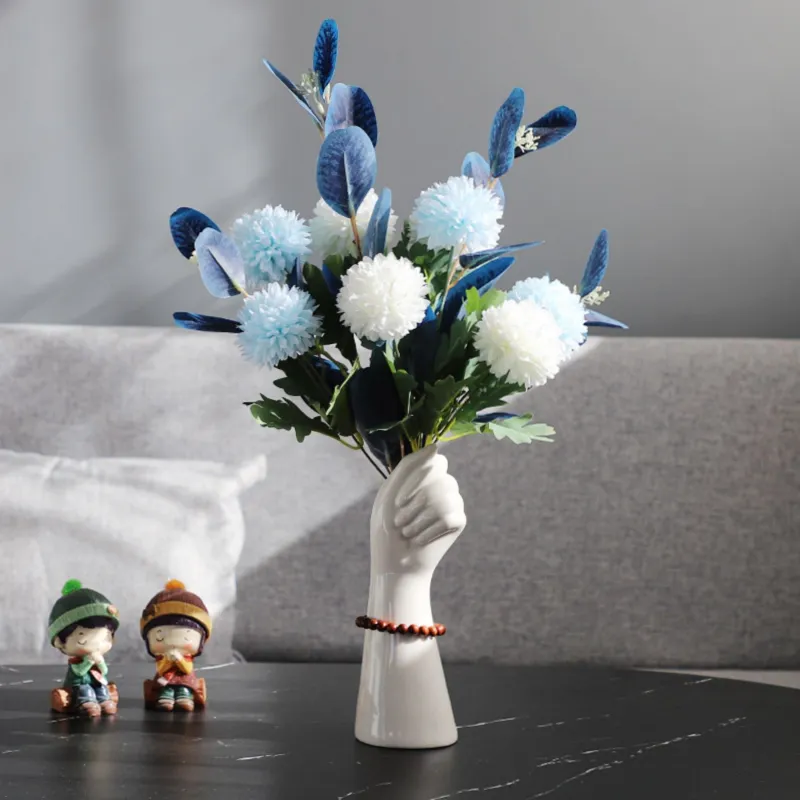 Hand Shape White Ceramic Flower Vase for Modern Home Decor,Pampas Grass Vase Minimalist Boho Style for Living Room Table Office Centerpieces Farmhouse Bedroom Living Room Decoration(Small 9 Inch Tall)