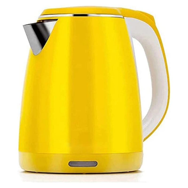 Electric Kettles ,1.8-Liter Capacity,1500W Fast Boil with LED Indicator Auto Shut-Off and Boil-Dry Protection,Stainless Steel Interior Double Wall Hot Water Portable Boiler Heater for water Tea and Coffee,Yellow