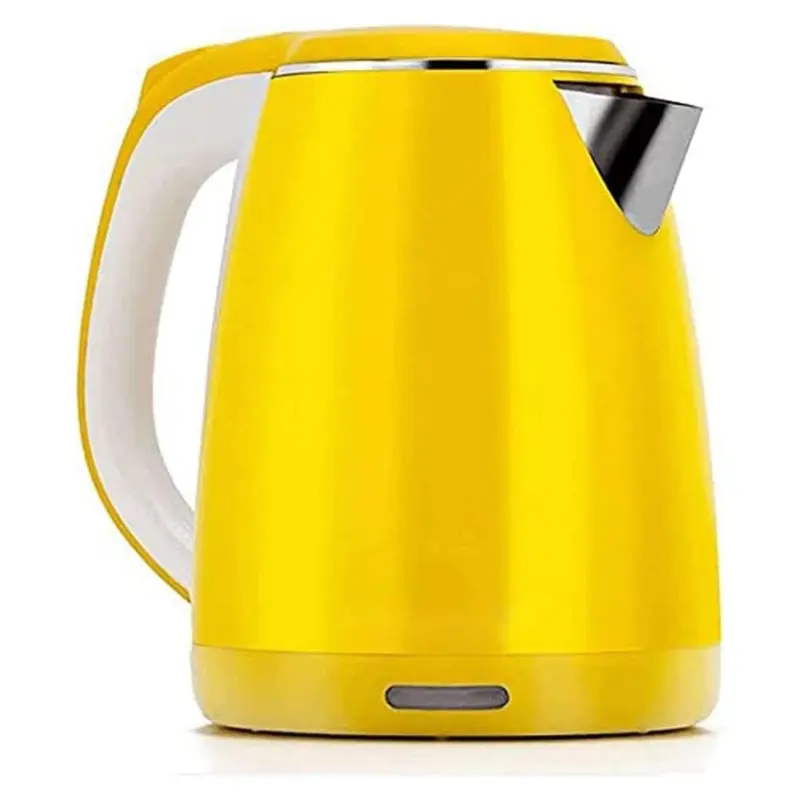Electric Kettles ,1.8-Liter Capacity,1500W Fast Boil with LED Indicator Auto Shut-Off and Boil-Dry Protection,Stainless Steel Interior Double Wall Hot Water Portable Boiler Heater for water Tea and Coffee,Yellow