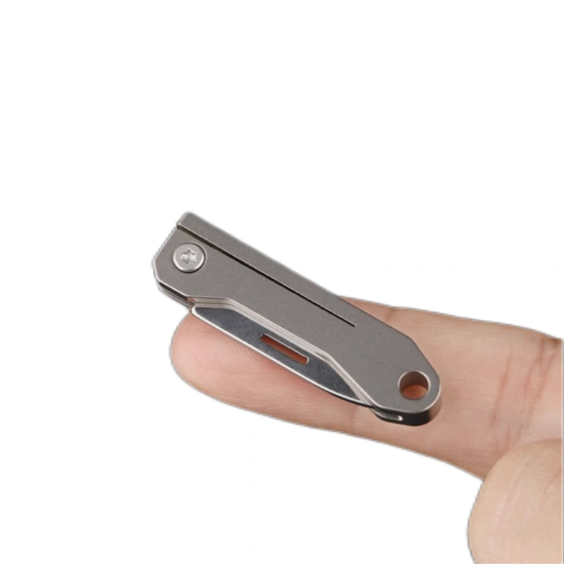 Pure titanium folding pocket knife, small EDC knife, portable, pocket, suitable for men and women, sharp camping survival hiking knife