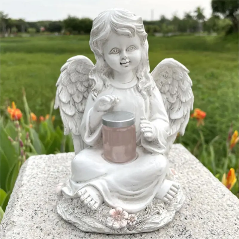 Solar Boy Girl Angel Statue, Garden Decoration, Garden sculpture Solar lights, Yard, porch, lawn outdoor decoration, angel statue and statue home decoration craft gift