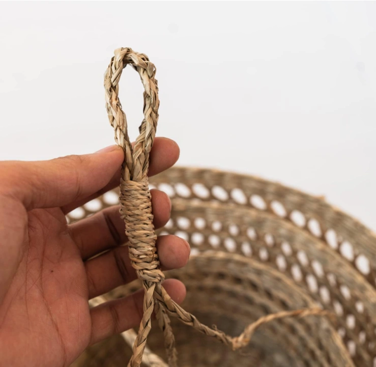 LiLaCraft Seagrass Hanging Fruit 2-Tiers Basket, Hanging Fruit Baskets for Kitchen, Space Saving Woven Hanging Fruit Baskets 2 Tier, Hanging Fruit Baskets, Wall Storage Woven Weaving Basket in Kitchen Decor Holder
