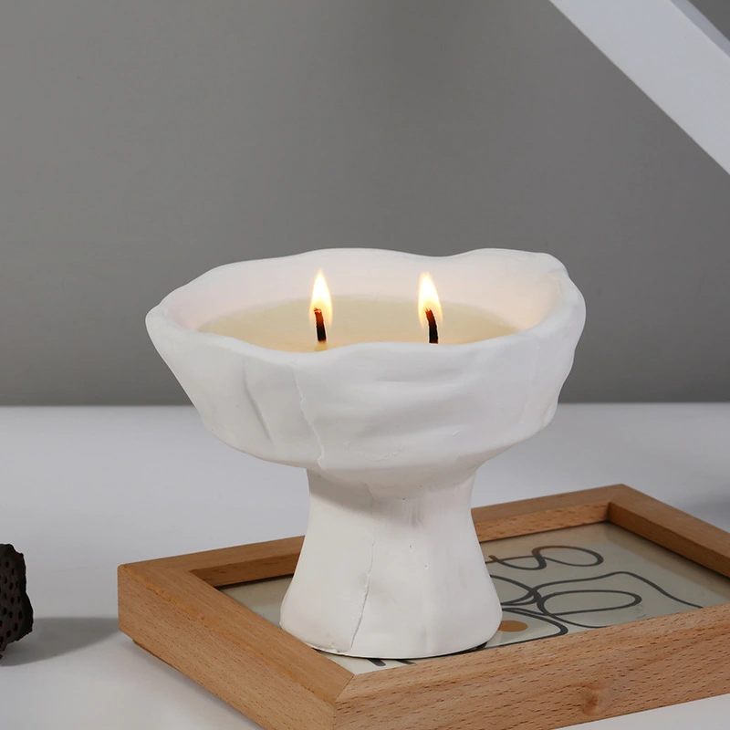 Handmade smokeless soy wax goblet plaster scented candle British pear freesia