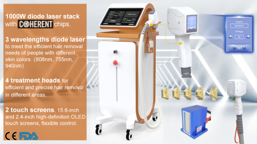Model LY04 Emma D A2580 Diode Laser Machine 1000W Stack 808nm*6+755nm*2+940nm*2 US Coherent Chips