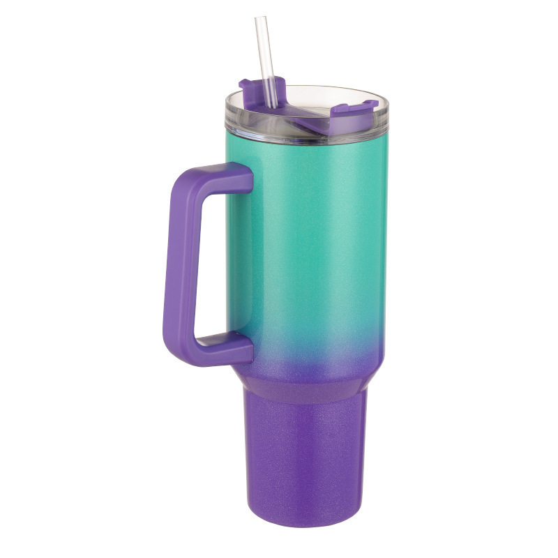 40oz Sublimation Stainless Steel Shimmer/Glitter Travel Mug with Removable Handle