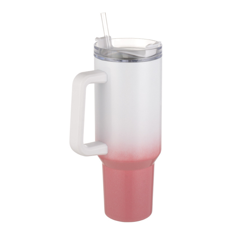 40oz Sublimation Stainless Steel Shimmer/Glitter Travel Mug with Removable Handle