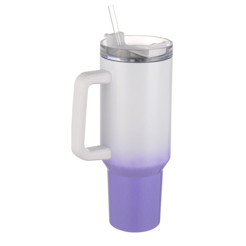 40oz Sublimation Stainless Steel Shimmer/Glitter Travel Mug with Removable Handle