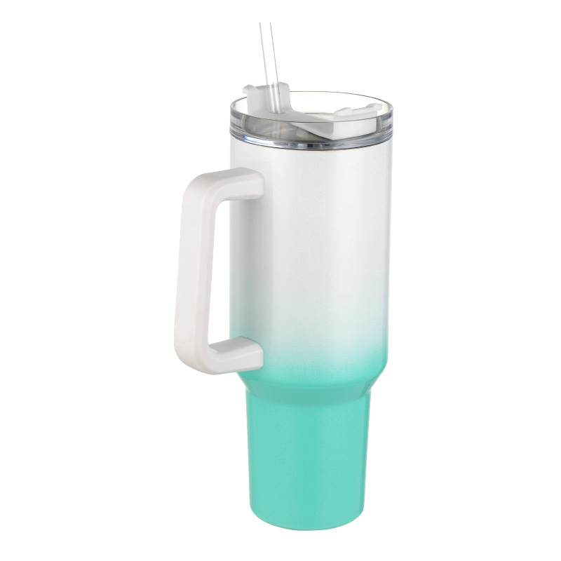40oz Sublimation Stainless Steel Shimmer/Glitter Travel Mug with Removable Handle