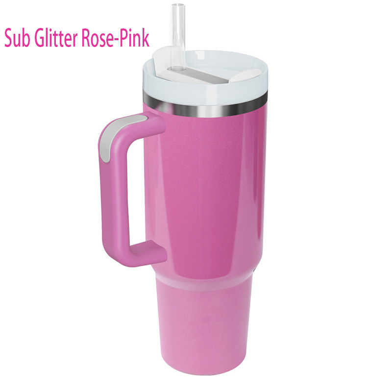 40oz Sublimation Glitter/Shimmer Travel Mug with Removable Handle