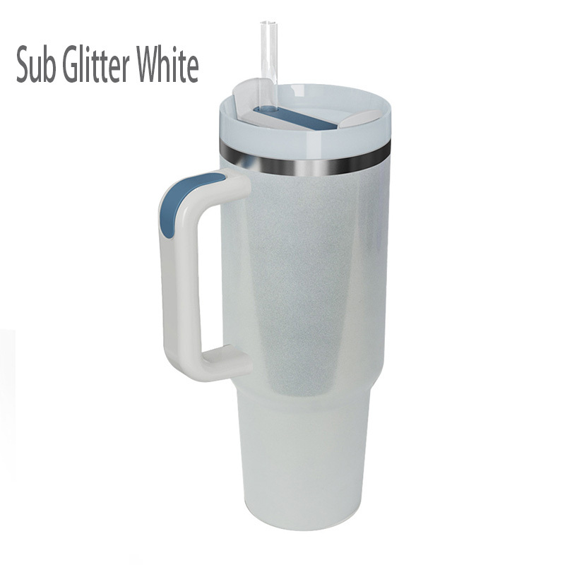 40oz Sublimation Glitter/Shimmer Travel Mug with Removable Handle