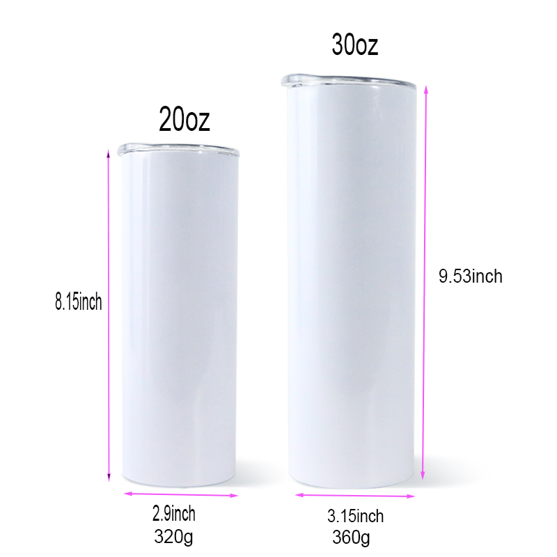 RTS 20oz/30oz Flat-Edge Sublimation Straight Glossy Tumbler Skinny