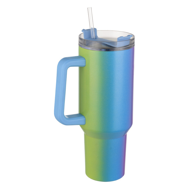 40oz Sublimation Stainless Steel Shimmer/Glitter Travel Mug with Removable Handle