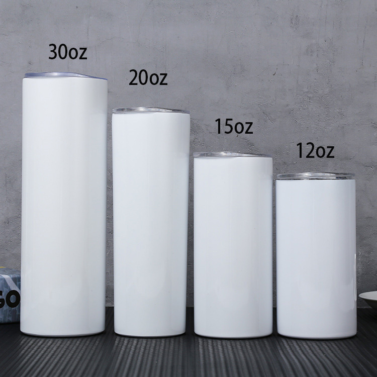 RTS 15oz/20oz/22oz/30oz Stainless Steel Sublimation Straight Glossy Tumbler Skinny