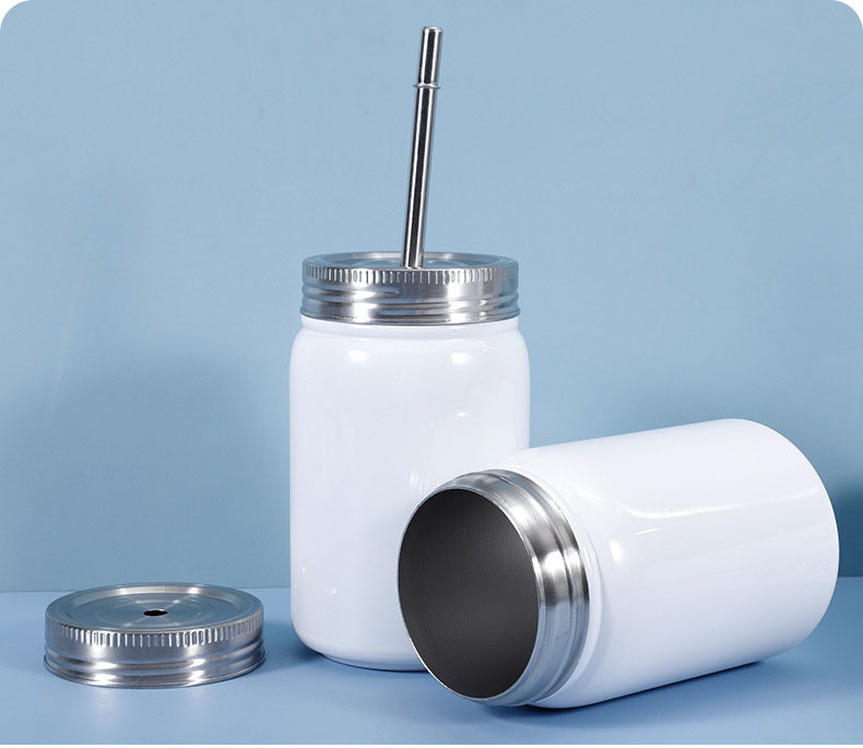 500ml/17oz Sublimation Stainless Mason Jar Bottle Sublimation Tumbler with Stainless Straw