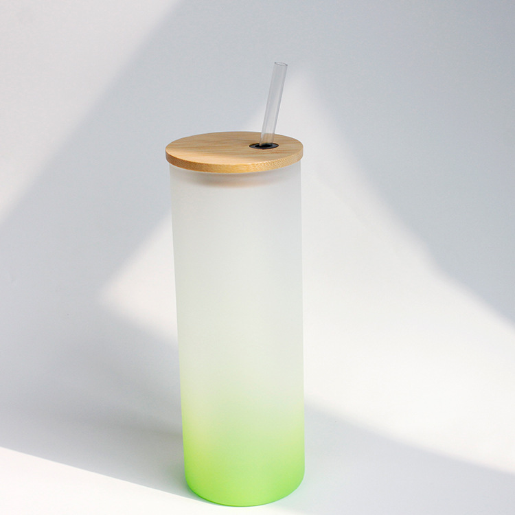25oz Sublimation Gradient Glass Mason Jar Bottle Sublimation Glass Cup with Bamboo Lid