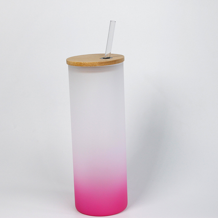 25oz Sublimation Gradient Glass Mason Jar Bottle Sublimation Glass Cup with Bamboo Lid