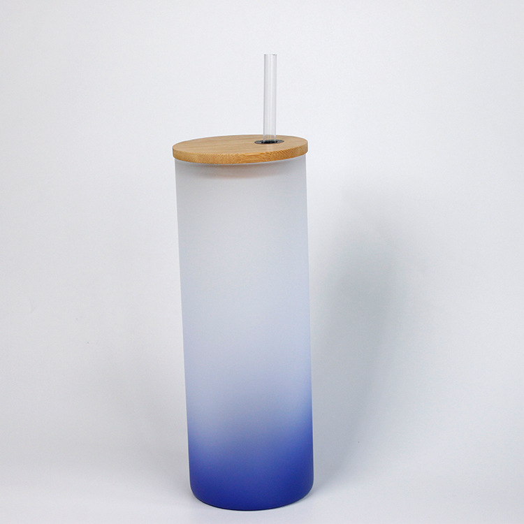 25oz Sublimation Gradient Glass Mason Jar Bottle Sublimation Glass Cup with Bamboo Lid