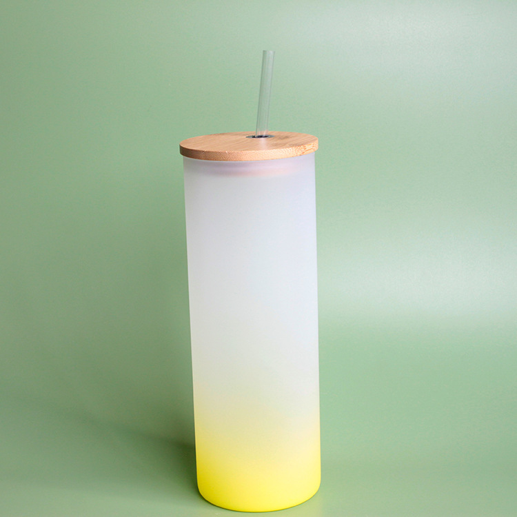 25oz Sublimation Gradient Glass Mason Jar Bottle Sublimation Glass Cup with Bamboo Lid