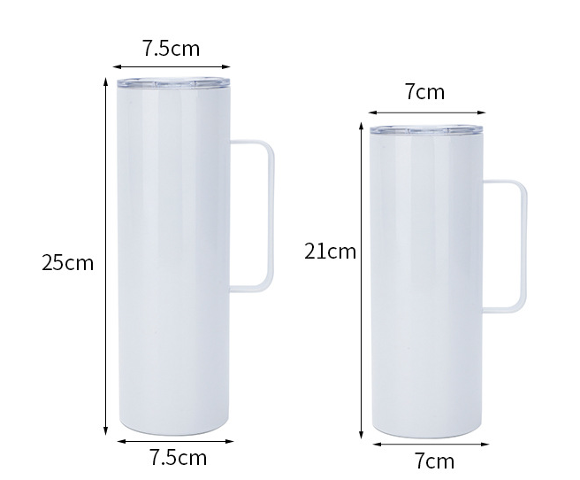 20oz/30oz Stainless Steel Sublimation Straight Glossy Tumbler Skinny with Handle