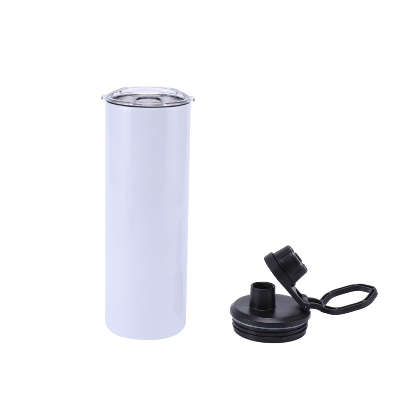 20oz Stainless Steel Sublimation Straight Glossy Sport Tumbler Skinny with Handle