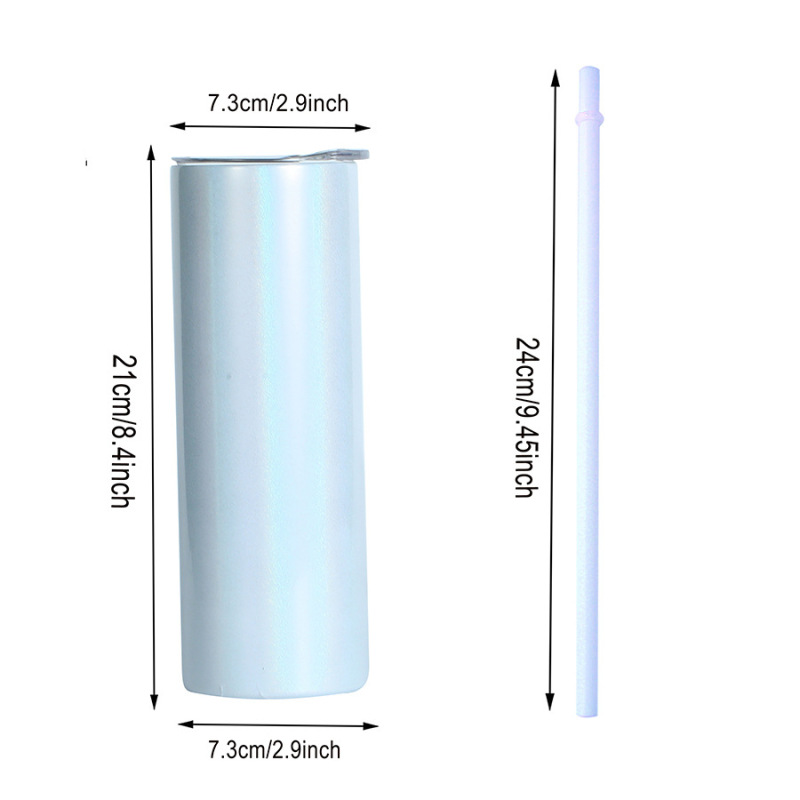 20oz Stainless Steel Sublimation Straight Glitter Shimmer Tumbler Skinny