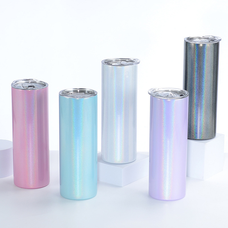 20oz Stainless Steel Sublimation Straight Glitter Shimmer Tumbler Skinny