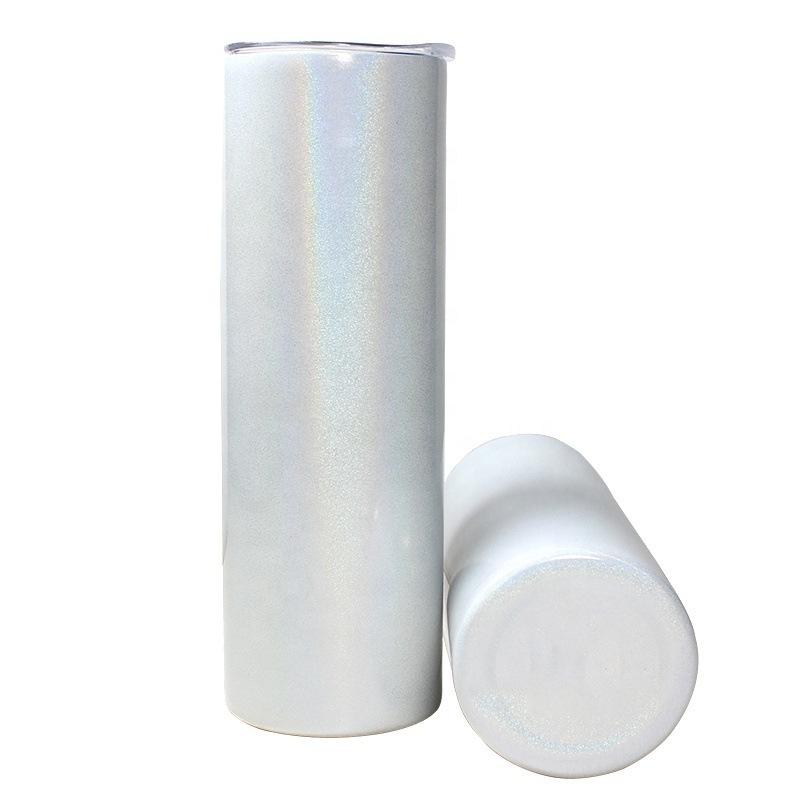 20oz Stainless Steel Sublimation Straight Glitter Shimmer Tumbler Skinny