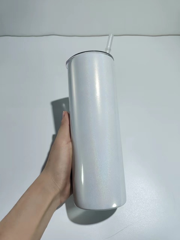 20oz Stainless Steel Sublimation Straight Glitter Shimmer Tumbler Skinny