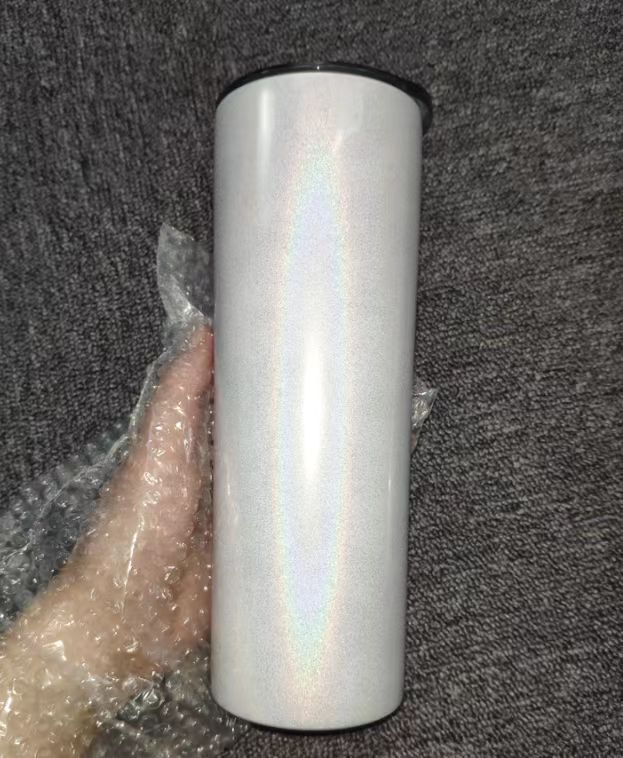 20oz Stainless Steel Sublimation Straight Glitter Shimmer Tumbler Skinny
